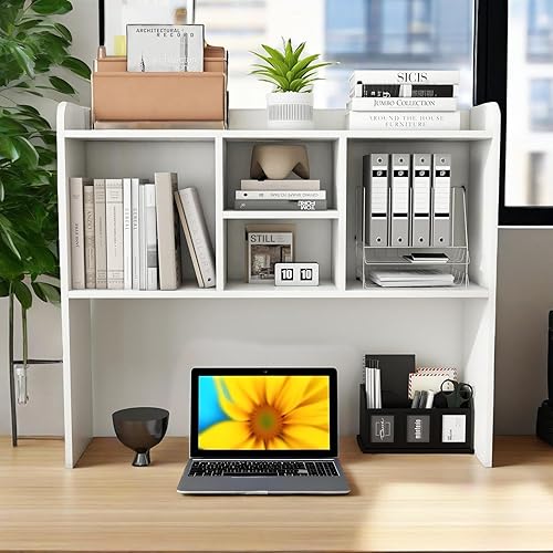 Miniatura 9 de COBANA Estantería de escritorio, gabinete de almacenamiento para encimera con 5 estantes para escritorio de computadora, estante de escritorio para