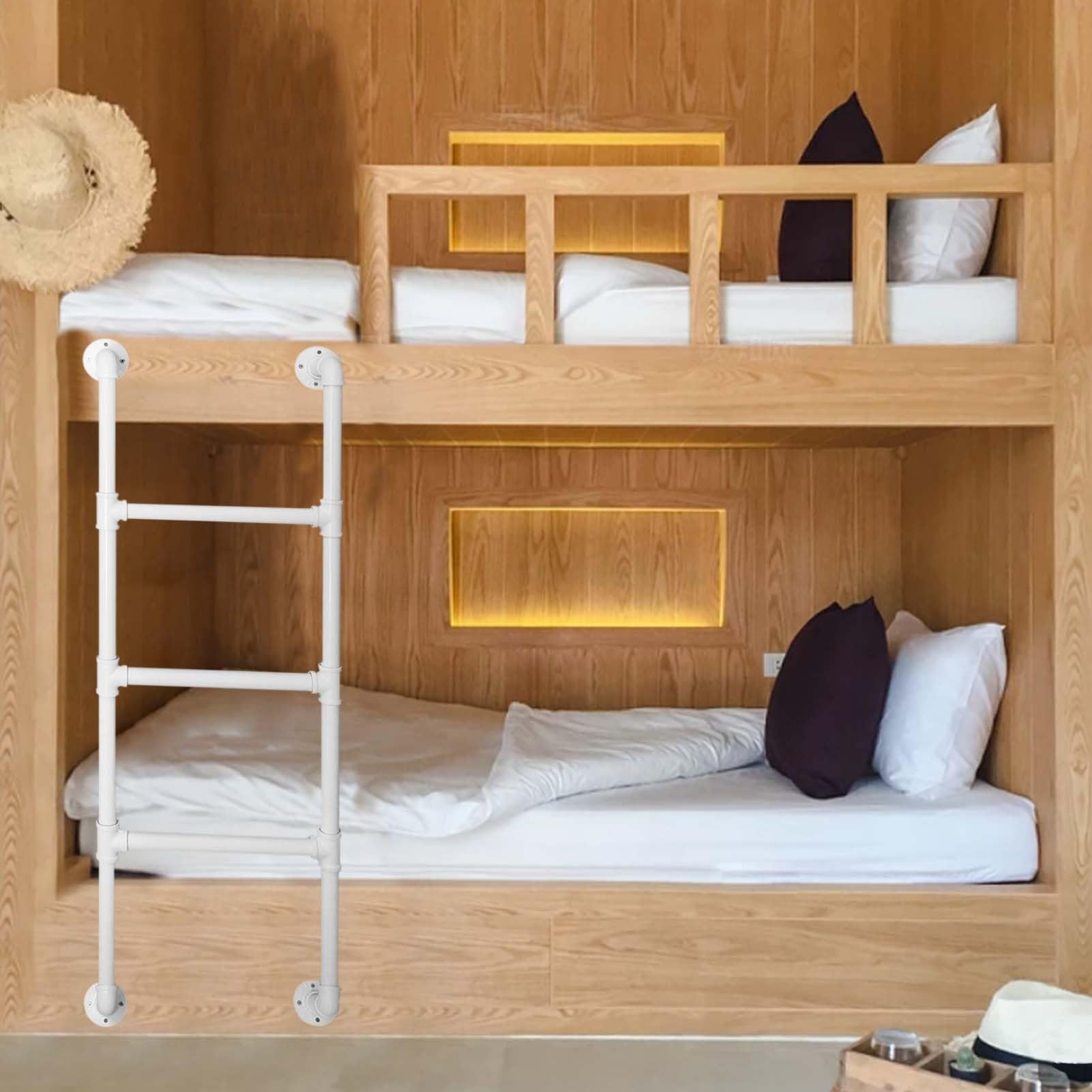 Scala a Castello in Ferro Bianco, Scala a pioli Robusta per Letto Singolo, Scala da 100-300 cm per soffitta Interna, per Appartamenti e dormitori, Scala di Emergenza per finestre (