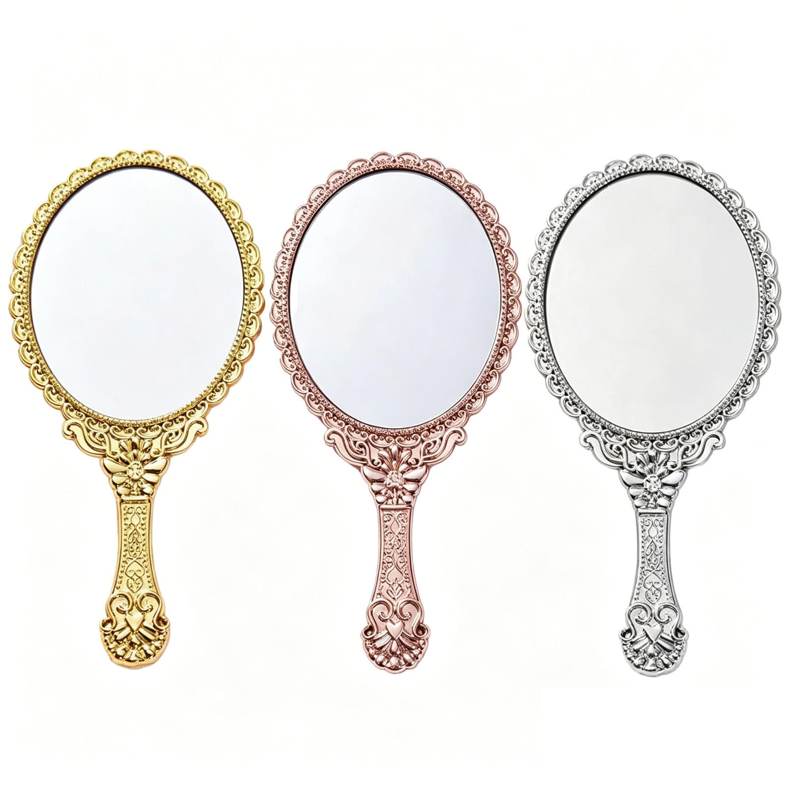 Mirror Hand Mirror for Makeup, Vintage Plastic Hand Mirror with Handle, Portable Travel Vanity Mirror for Daily Grooming Touch-Ups, Set of 3-picture-45