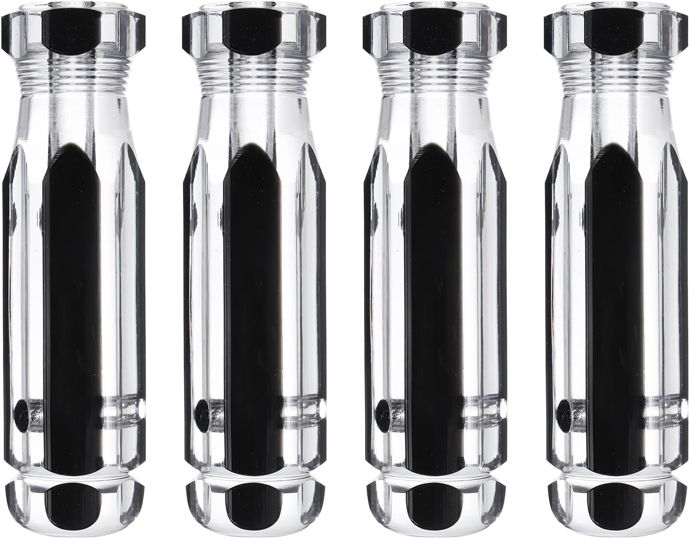 HARFINGTON 4pcs Pre-Drilled Blank Screwdriver Tool Handles 6.3mm Hole 103mm Length PVC Plastic Replacement Grips, Clear Black