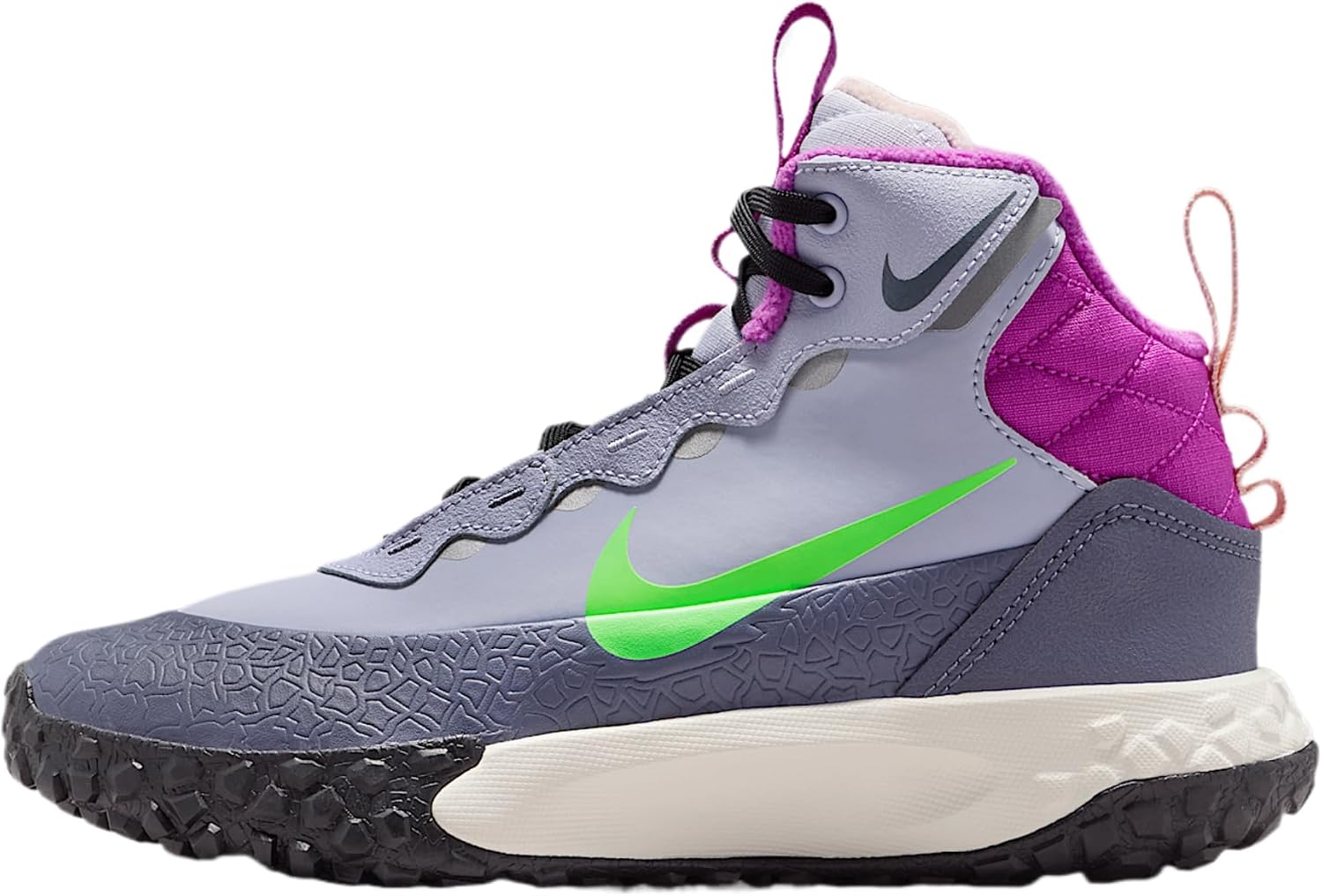 Nike Terrascout Big Kids' Boots with Reflective Accents (Ghost/Light Carbon/Vivid Purple/Green Strike) Size 5.5