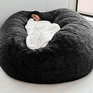 Faux Fur Bean Bag,Adults Luxurious Giant 5/6/7ft Huge Bean Bag Chair,Ultra Soft Bean Bag ChairNo Filler