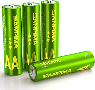 SANPIMA Rechargeable Lithium aa Batteries 4 Pack 1.5V 3600mWh High Capacity Lithium Batteries aa Constant Output Li-ion Do...