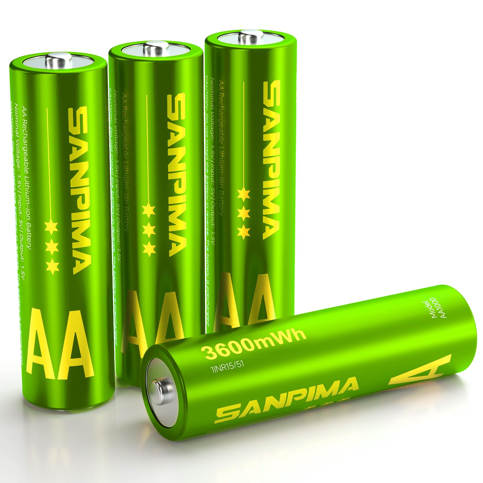 SANPIMA 単3形充電式リチウム電池4本 3600mWh/2400mAh