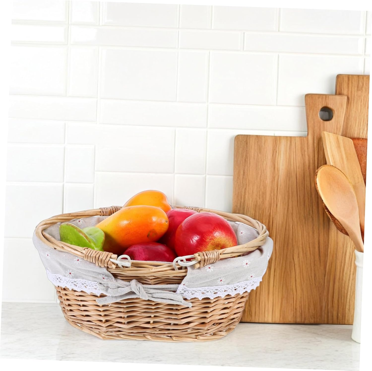 UPKOCH Handmade Rattan Picnic Basket with Handle Rustic Woven Storage for Easter Decor and Family Outings Natural Beige Design for Flowers Versatile Outdoor and Home Use