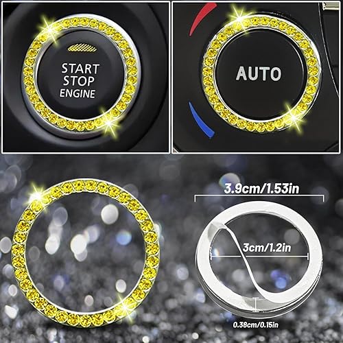 Miniatura 8 de NBTEPEM Juego de 27 piezas de accesorios de automóvil brillantes para mujer, fundas para volante de ajuste universal de 15 pulgadas, marco de