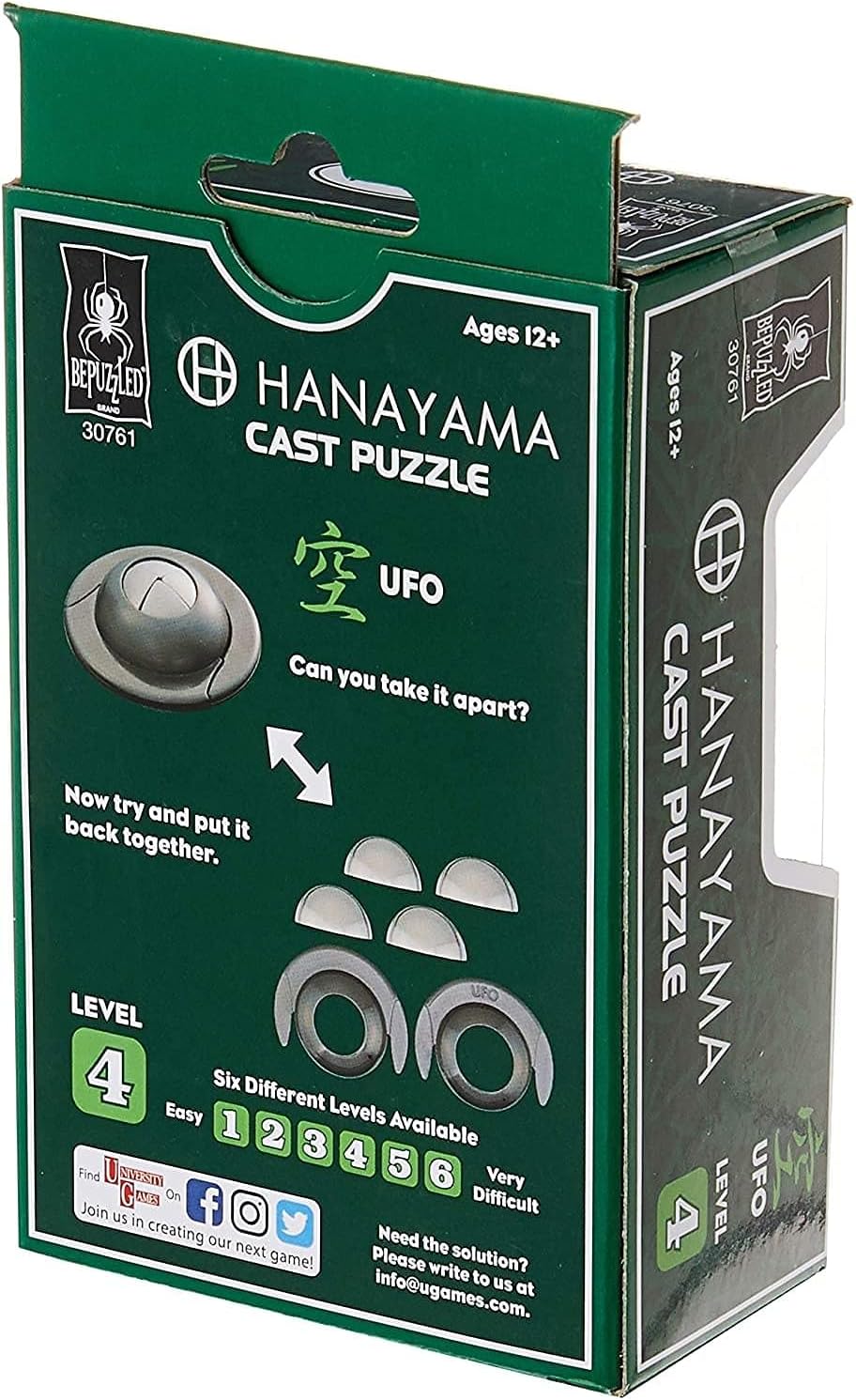 BePuzzled | UFO Hanayama Metal Brainteaser Puzzle Mensa Rated Level 6, for Ages 12 and Up