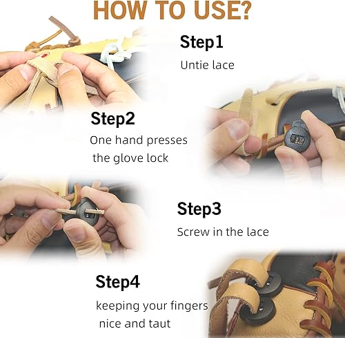 Miniatura 7 de Glove Locks - Juego de 8 cerraduras de encaje para guantes, nunca más necesitarás nudos, se adapta a todos los guantes de béisbol y sóftbol