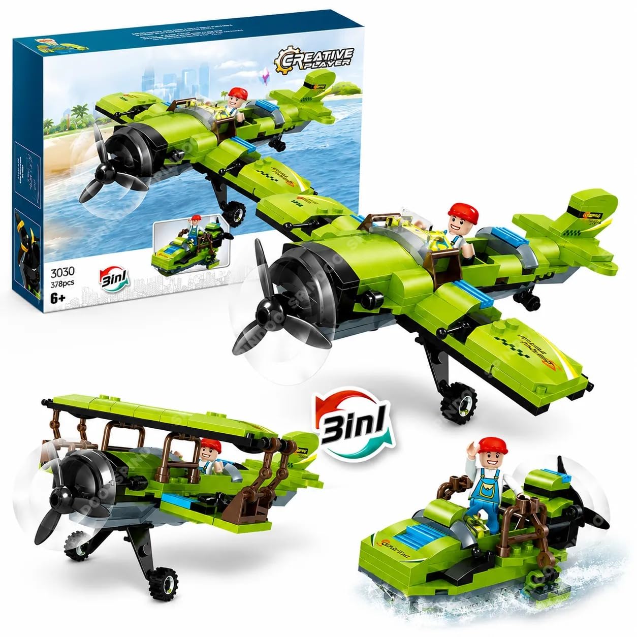 3-in-1 Creator Construction Toy Set (177 Pieces) – Jet Plane, Helicopter & Cannon Boat Building Kit | STEM Educational Aircraft Blocks for Kids Age 6-12 | Creative DIY Aeroplane Toy (3030)-picture-21