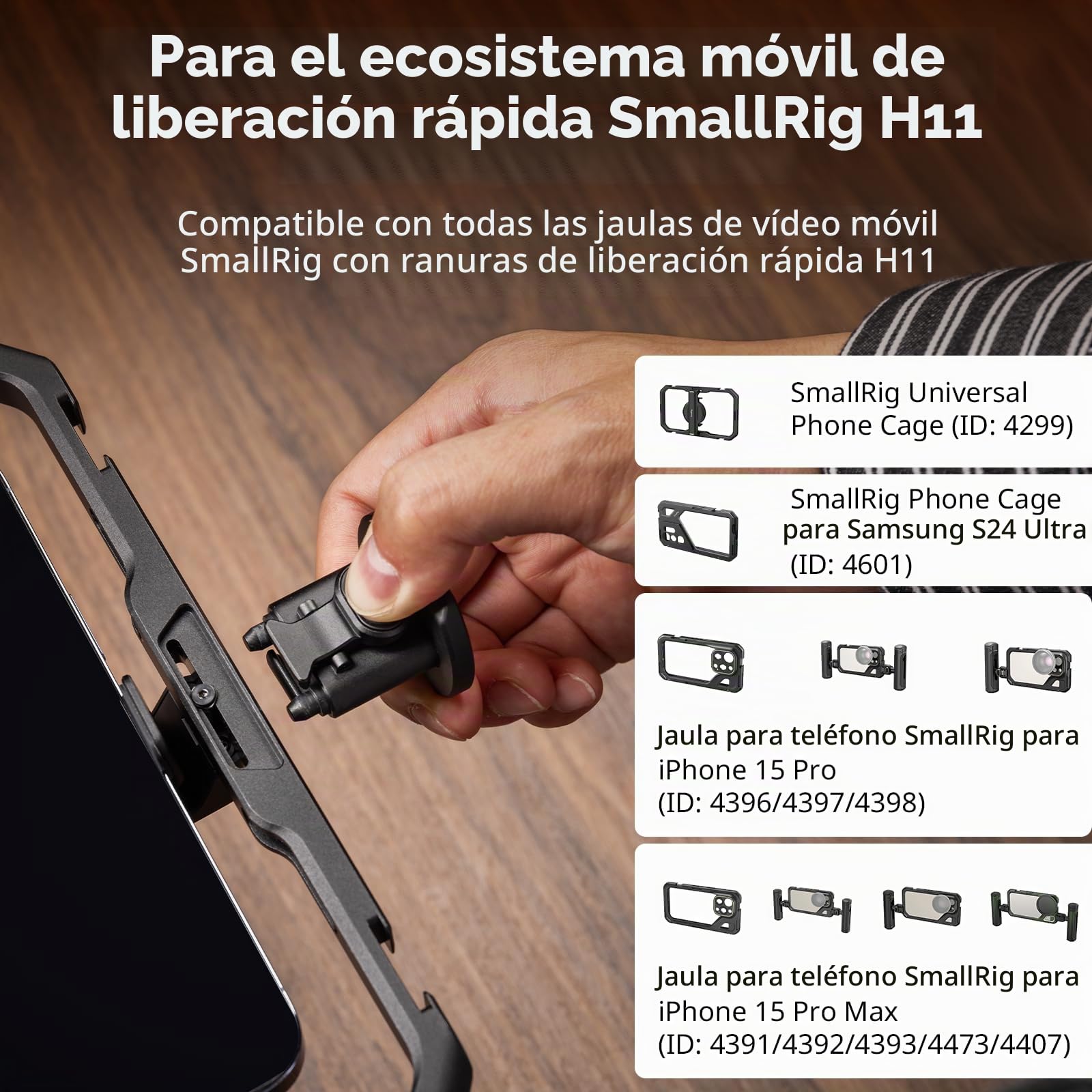 SMALLRIG H11 Adaptador para Cage Móvil de Liberación Rápida SMALLRIG, para Trípodes, Estabilizadores de Cardán, Controles Deslizantes y Otros Equipos con Cabezales de Trípode para Arca-Swiss - 4609