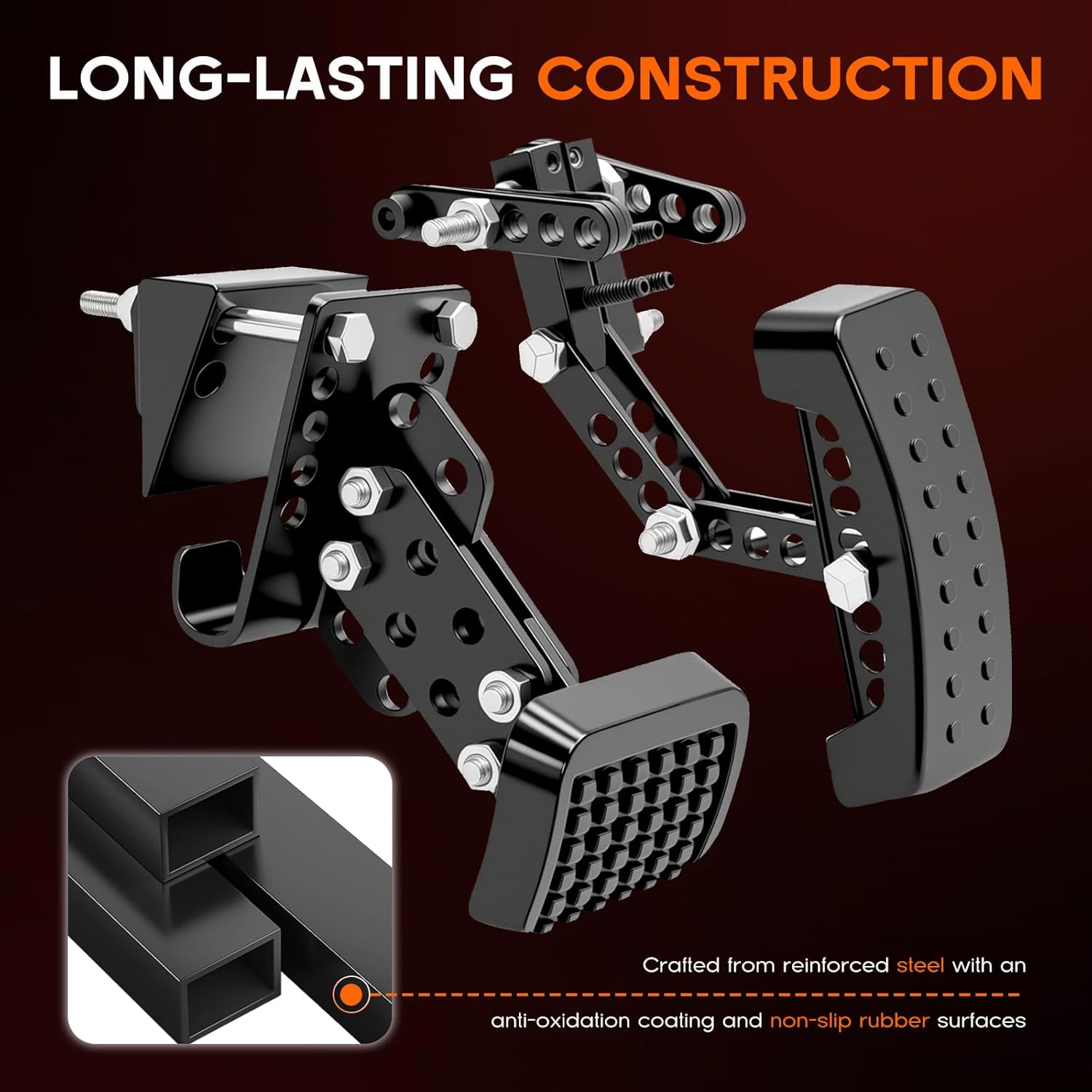 Gas and Brake Pedal Extenders for Short Drivers People,Pedal Extenders for Cars, Go Karts, Ride-On Toys,Adjustable to Any Angle,Solution-Steel & Rubber Construction