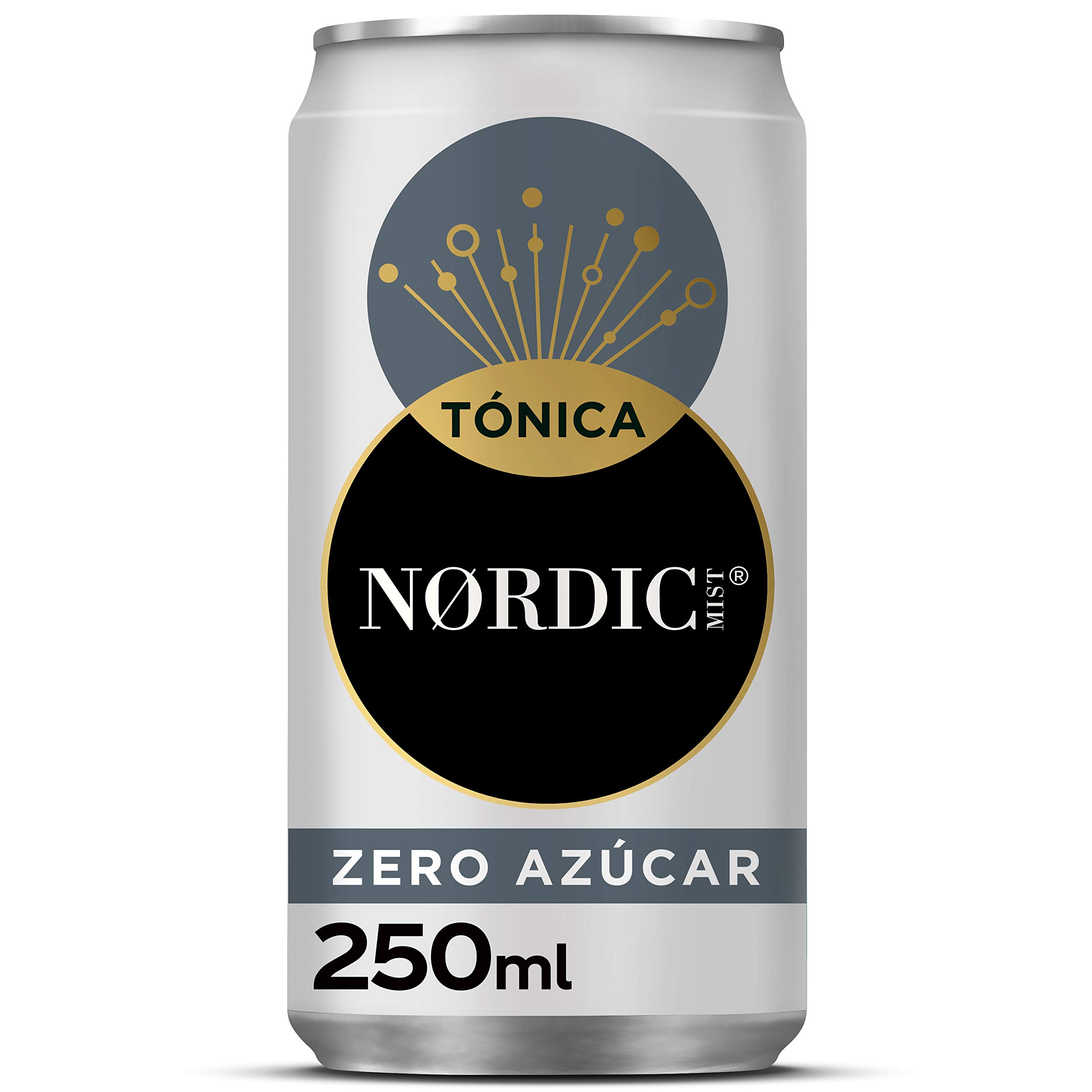 Nordic Mist Zero Azúcar, Refrescante Tónica sin Azúcar - Pack de 24 Latas de 250 ml