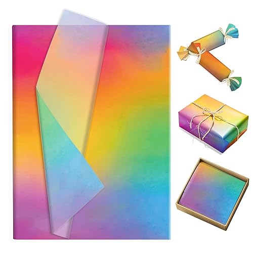 50 Sheets Rainbow Gradient Tissue Paper Bulk - 20x27 Inches