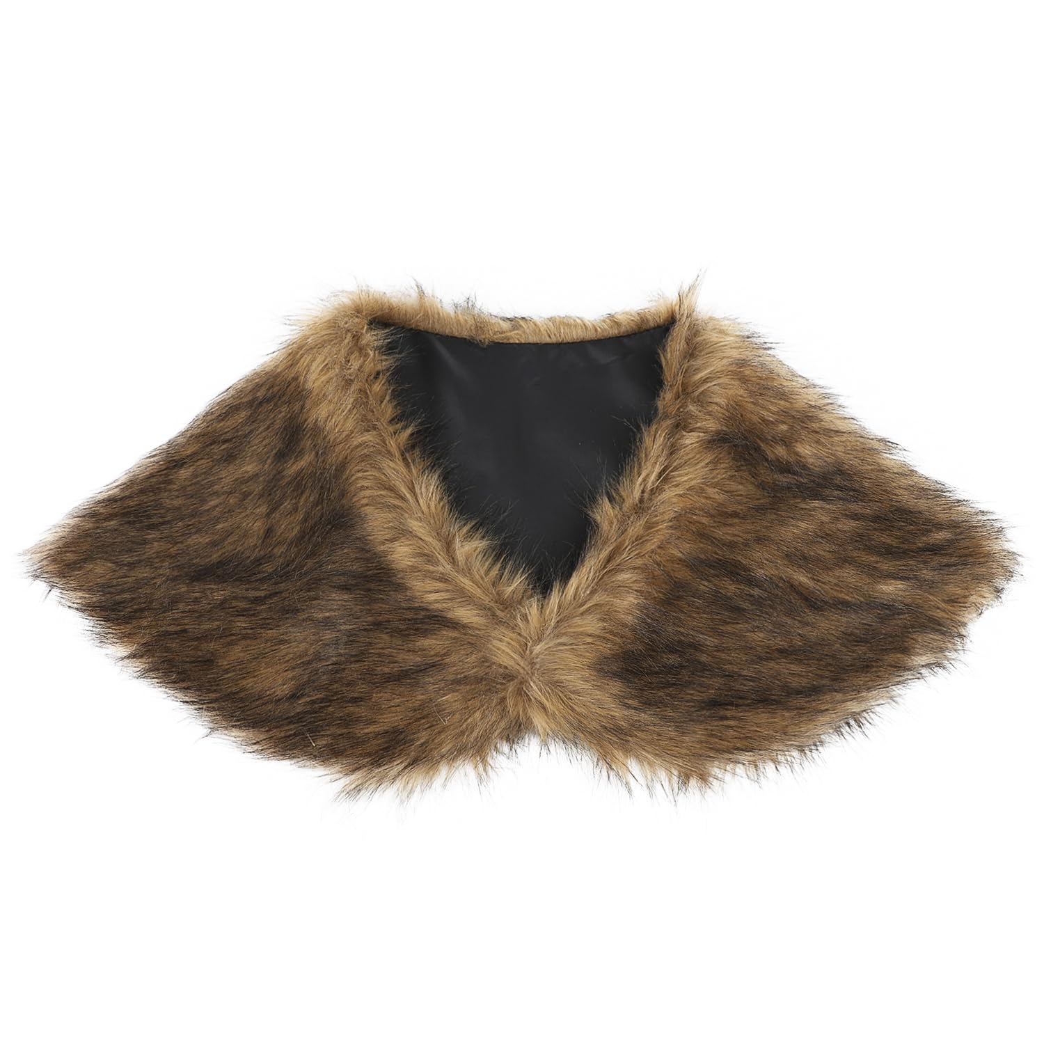 JNGUOSICN Medieval Faux Fur Shoulder Wrap Wolf Face Mask Viking Fur Cloak Cape Animal Half Face Mask Renaissance Werewolf Costume for Halloween Carnival Cosplay Fancy Dress Party - Image 2