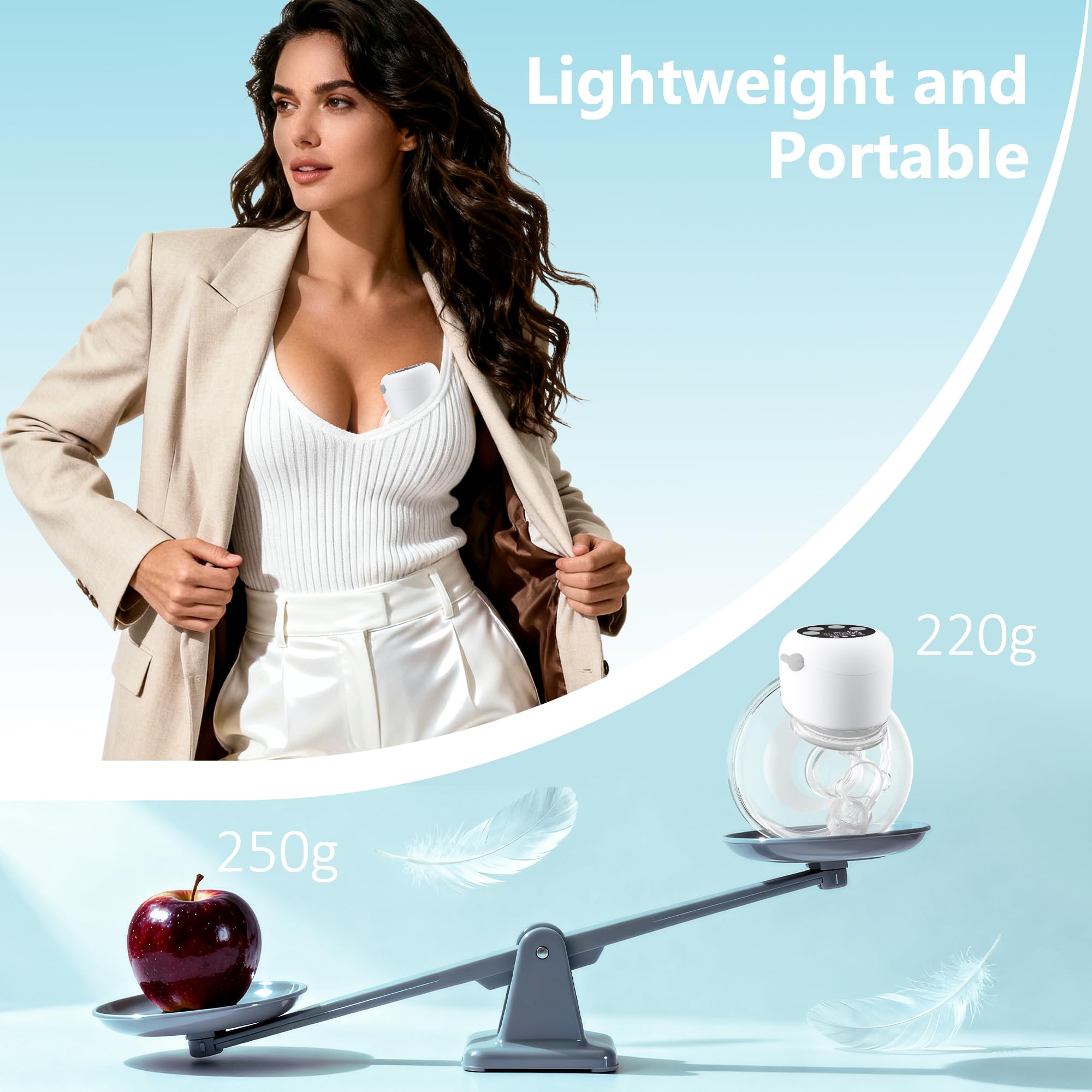 M9 - Extractor de leche portátil, doble eléctrico manos libres con 4 modos, 9 niveles y pantalla LCD, ideal para extraer cómodamente y silenciosamente en el trabajo o en casa (paquete de 1)