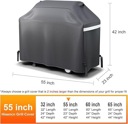 Miniatura 2 de Hisencn Cubierta para parrilla de barbacoa de 55 pulgadas, resistente al agua, para parrilla de gas de 3 a 4 quemadores, para Weber, Charbroil,