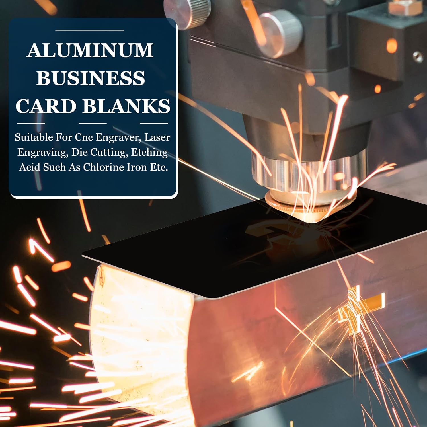 Tandefio 1000 Pcs Metal Business Cards Bulk 0.2 mm Thick Blank Business Cards 3.4 x 2.1 Inch Black Aluminum Engraving Blanks Aluminum Custom Blanks for Office Customer DIY Christmas Gift