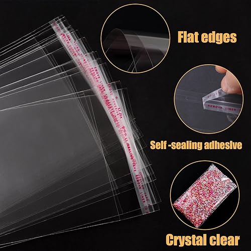 Miniatura 3 de LOMIMOS 200 bolsas transparentes autosellantes, bolsa de embalaje de plástico transparente de celofán resellable para decoración de cumpleaños,