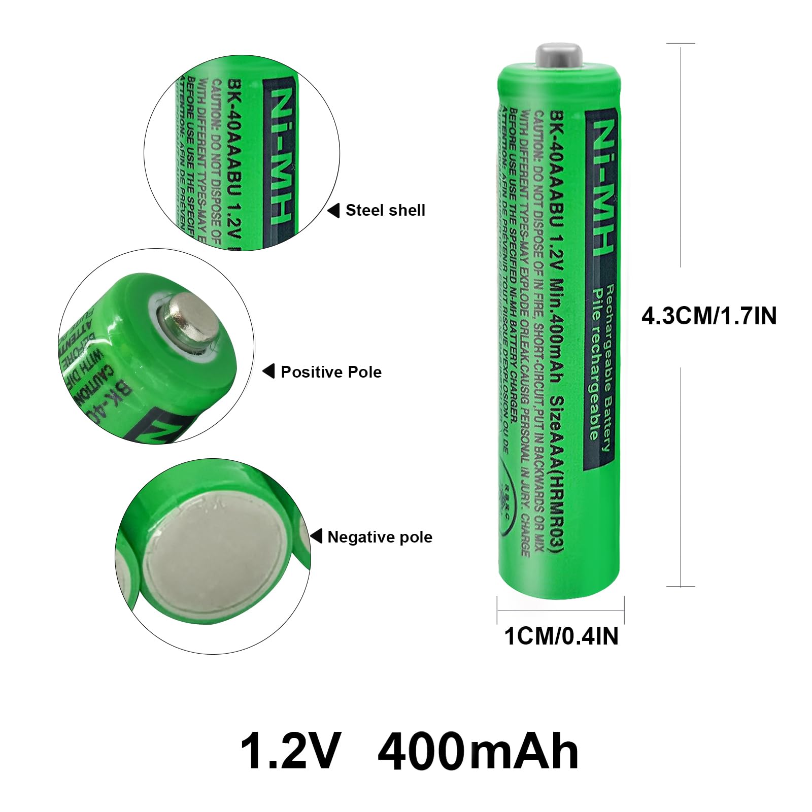 Panosonic Gigaset DECT Piles Rechargeables Ni-MH AAA 1,2V 400mAh Lot de 2 BK-40AAABU