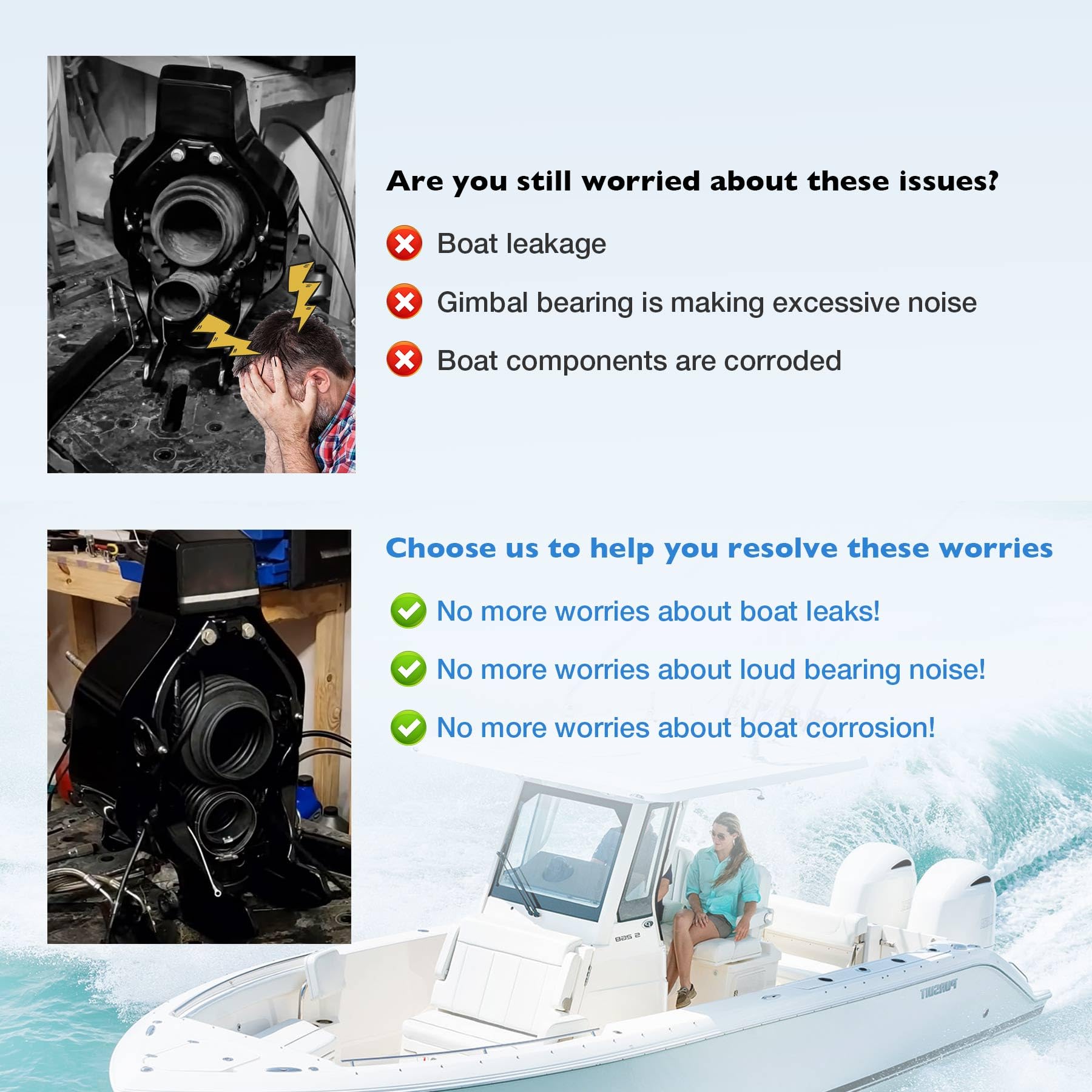 Gimbal Motor Transom Seal Bellows Kit For MerCruiser Alpha 1 Gen 2 - Includes Exhaust & Shift Bellows Mercruiser Alpha One Gen 2 Bellows Kit