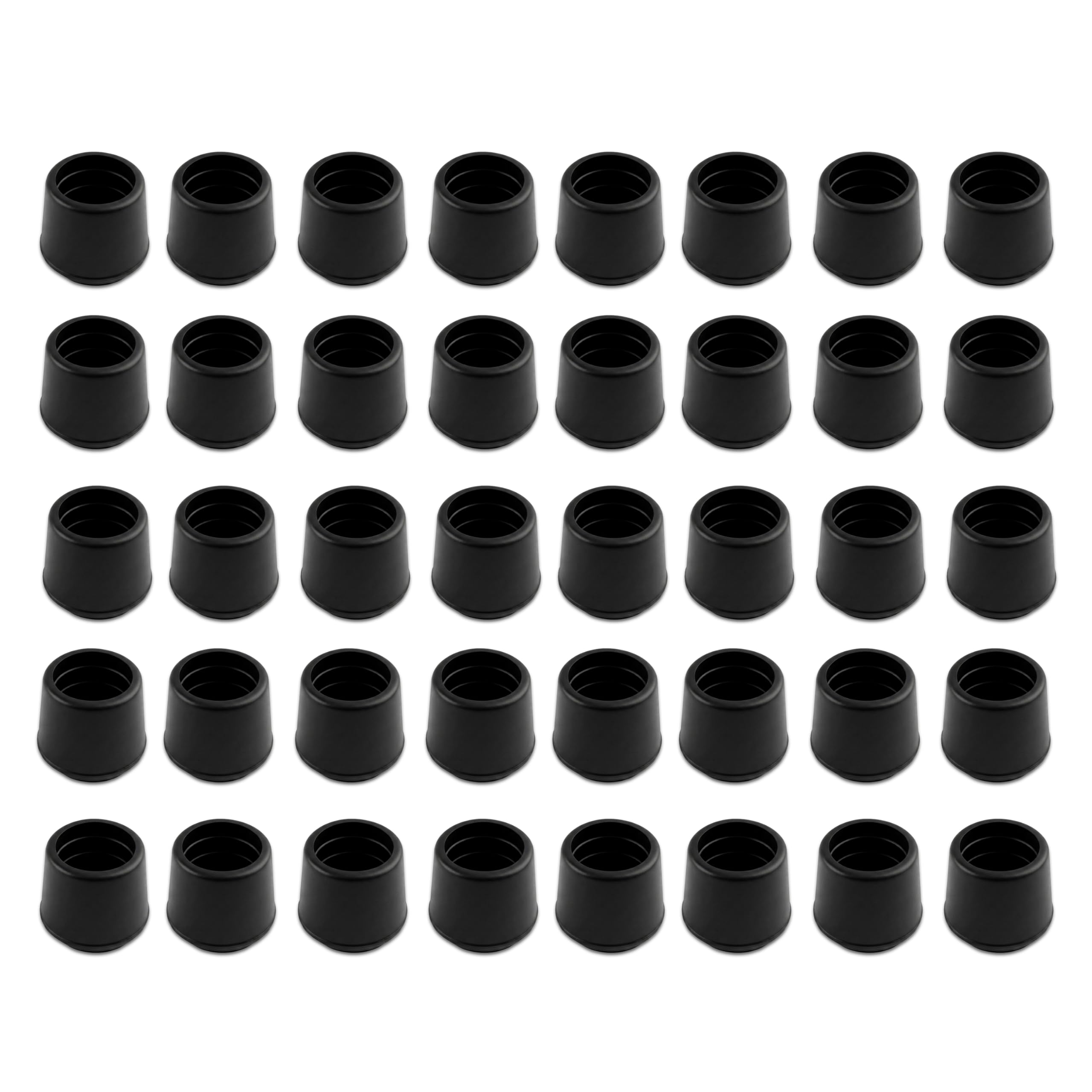 Photo 1 of SoftTouch 1" Round Non-Marking Rubber Slip-On Chair Leg Tips, Nonslip Protective Furniture Leg Caps for Chairs, Stools, and Tables on Hard Surfaces, Set of 40, Black