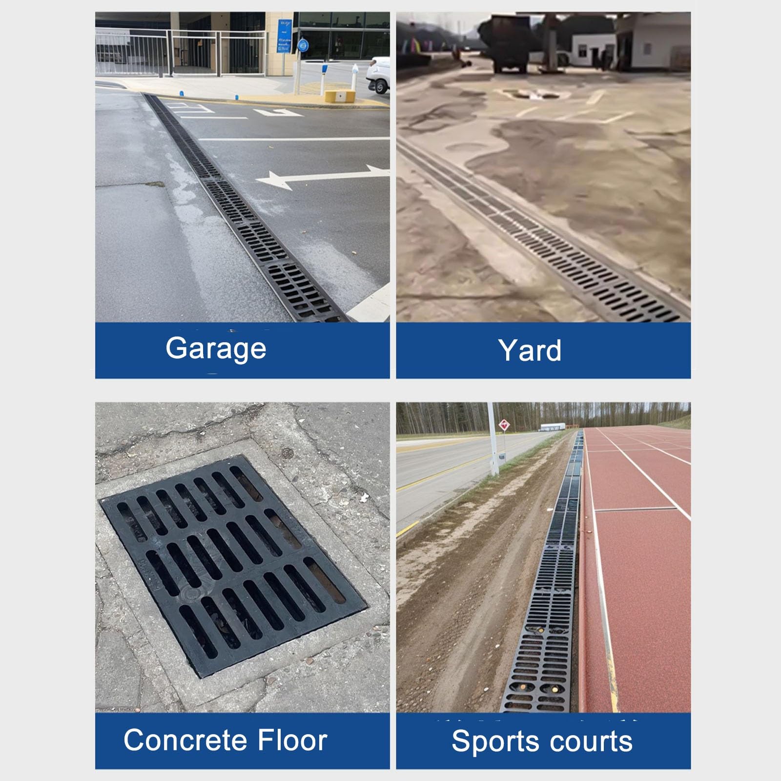 Copertura per griglia di scarico in ghisa resistente, 216 cm, scarico a pavimento esterno per aziende agricole, parcheggi, patiosDurable piastra di carico
