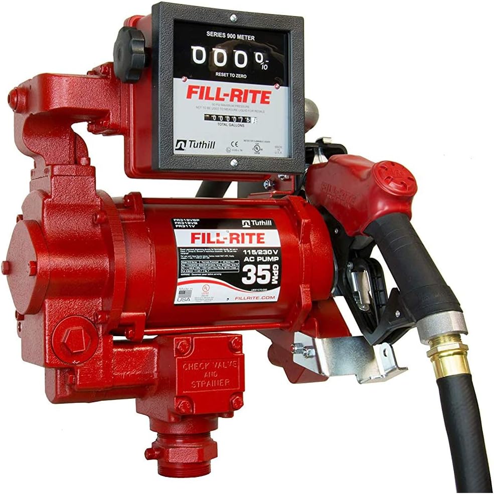 Fill-Rite FR311VB 115V/230V 35 GPM Fuel Transfer Pump w/Mechanical Meter Package (Gallons) : Automotive