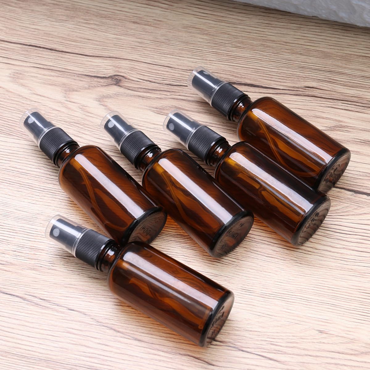 PACKOVE 20stücke Sprühflasche aus Glas Braun Tragbar für Ätherische Öle und Parfums Reisebehälter Auslaufsicher und Bruchfest