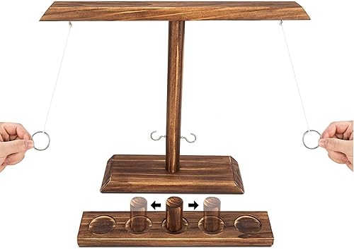 Miniatura 5 de Juego de lanzamiento de anillos  Juego de gancho de lanzamiento de anillos de madera  Juego de gancho y anillo hecho a mano con poste  Juego de