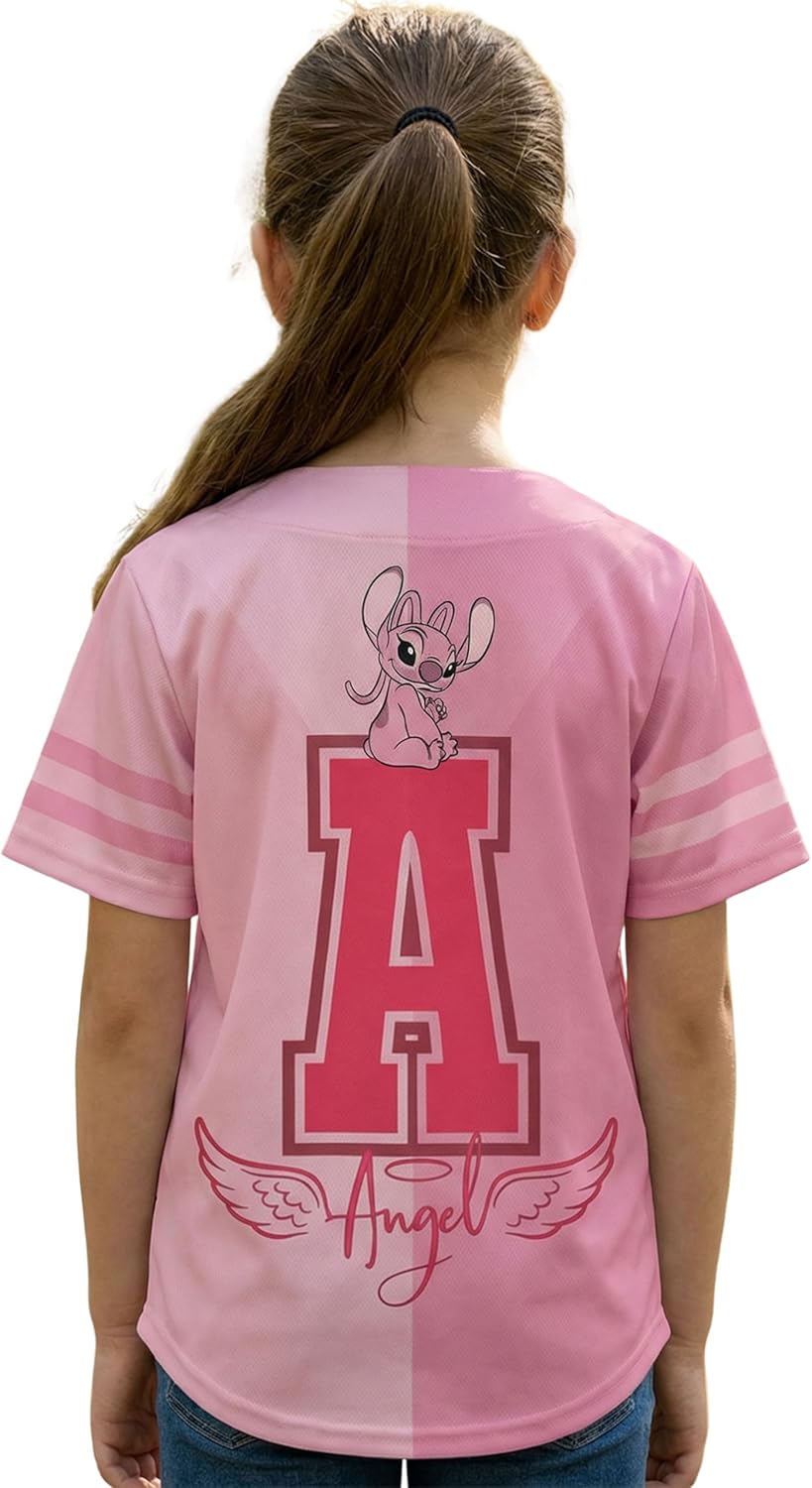 Disney Girls Baseball Jersey T-Shirt with Lilo & Stitch and Angel - Girls Sizes 4-16 - Image 6