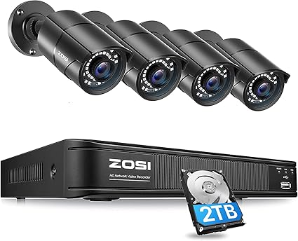 Amazon Zosi 防犯カメラ 屋外 防犯カメラセット Poe 監視カメラ 家庭用 500万画素防犯レコーダー 500万画素 4台防犯カメラ 留守 簡単 スマホ 防水 電源不要 Poe給電 セット 監視カメラ 車上荒らし レコーダー 簡単 設置 遠隔監視 スマホ 防水 家庭用 Zosi