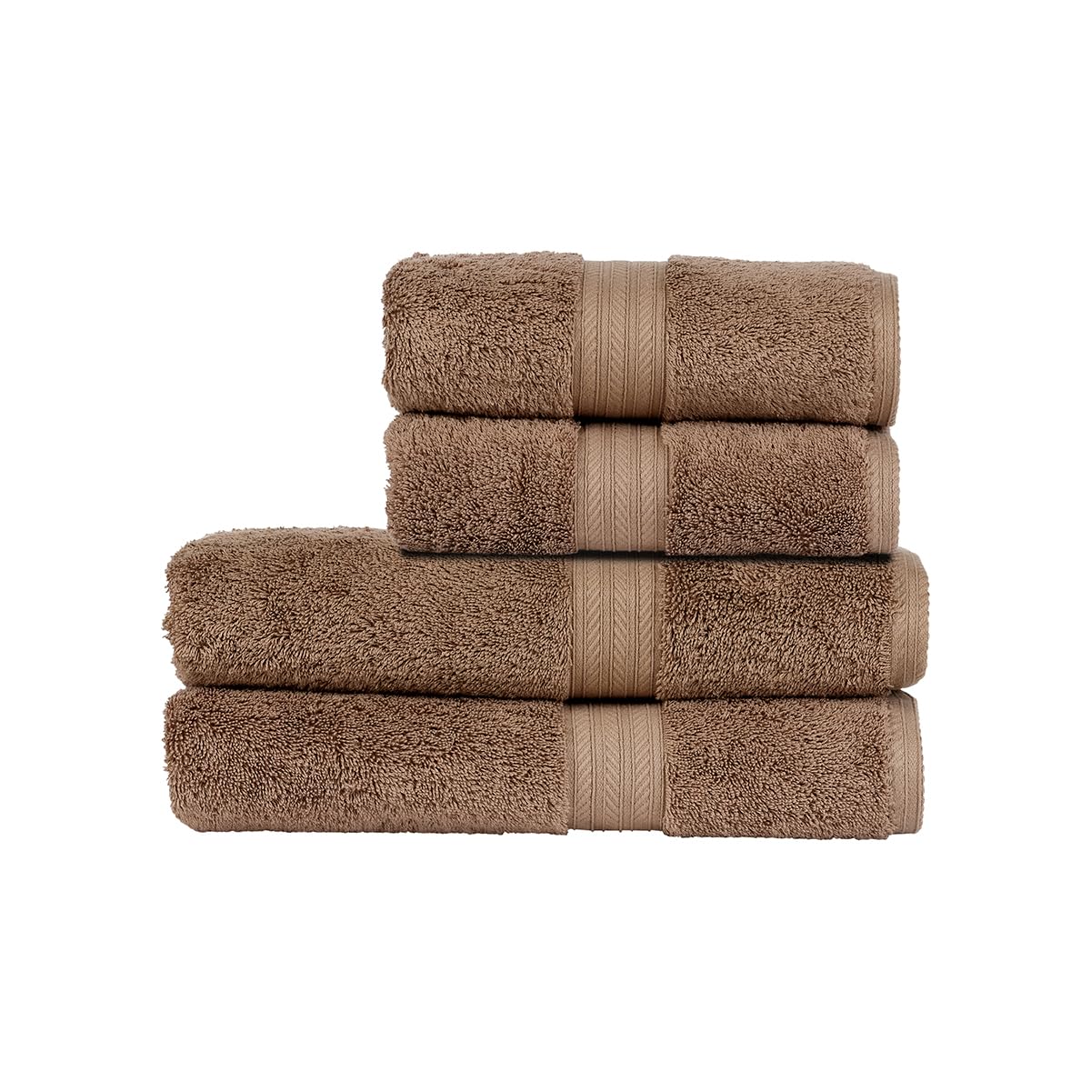 Christy Renaissance 4 Piece Towel Set | Mink Brown | 100% Egyptian Cotton Pile | Luxuriously Soft and Super Absorbent | 675 GSM | 2 Bath Towels 2 Hand Towels