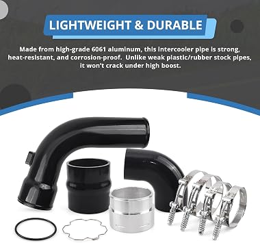 Turbo Intercooler Outlet Tube Cold Side Charge Pipe Compatible with Ford Power Stroke 2017-2024 6.7L (Black)