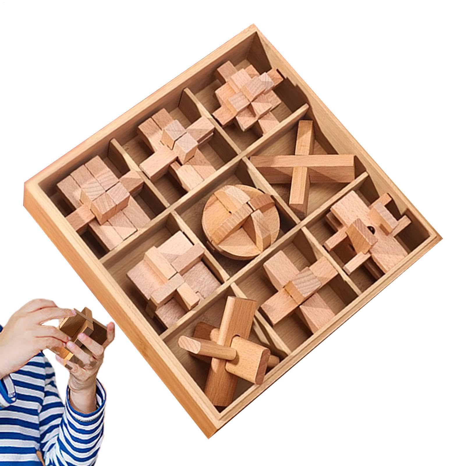 Drewniane Puzzle Odblokowująca się Zazębiająca Zabawka Edukacyjna | Drewniane Puzzle Dla Dzieci Dla Klasy, Prezentu Do Skarpety, Podróży, Szkoły, Dziewczynek, Chłopców, Urodzin, Wycieczki