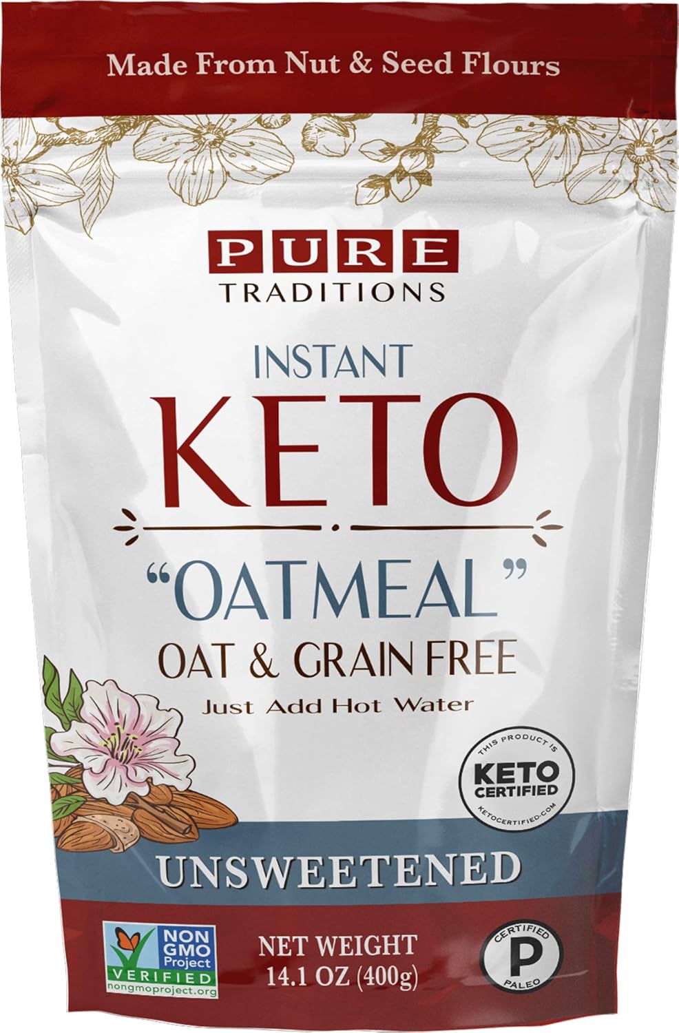 Avena Keto Instantánea, Cereal Caliente Sin Azúcar, Paleo y Sin Gluten (400 g)