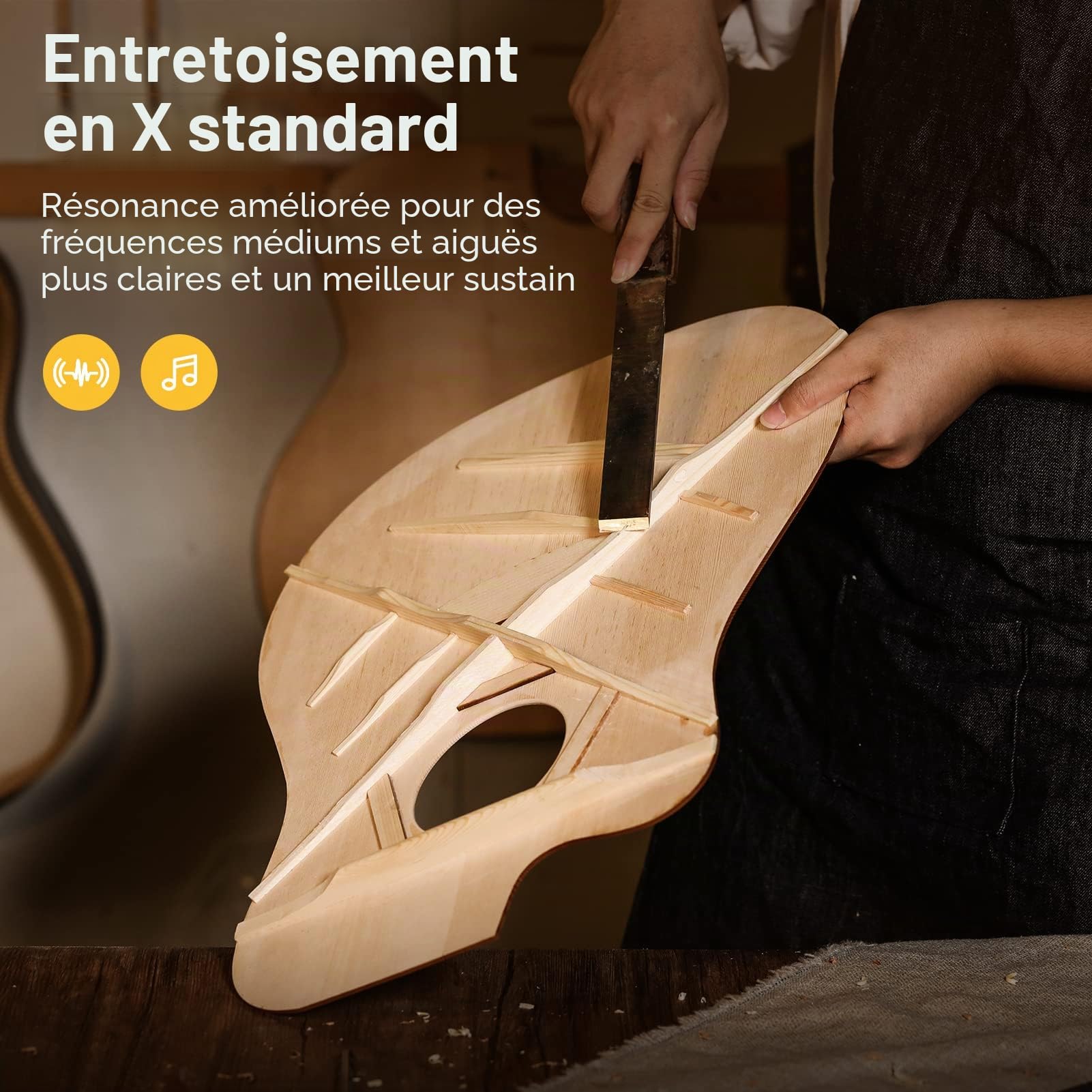 Donner Guitare Acoustique 4/4 Adulte Guitare Folk 41 Pouces Full Size Dreadnought pour Enfants Débutant((DAG-1C)