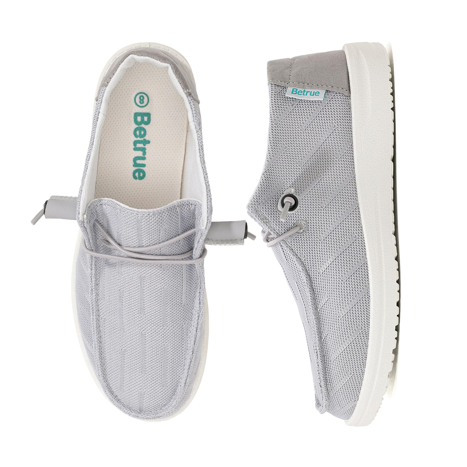 Betrue Women's Lightweight Boat Shoes, Casual Loafers, Slip On Deck Shoes, Breathable Canvas Sneakers