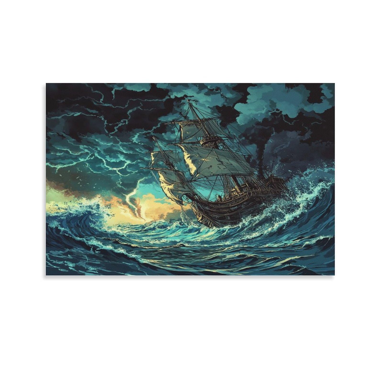 Voilier murale tableau impression sur toile 50x75cm pour salon