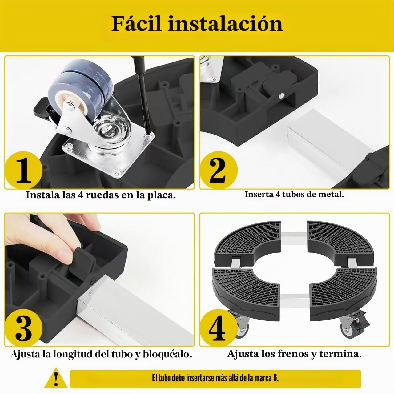 Plataforma con Ruedas Ajustable 38-59 cm, Soporte para Plantas con Ruedas 360°Giratorias Bloqueables, Base con Ruedas para Macetas Capacidad de 250 KG, Carro Transporte para Jardín (A)