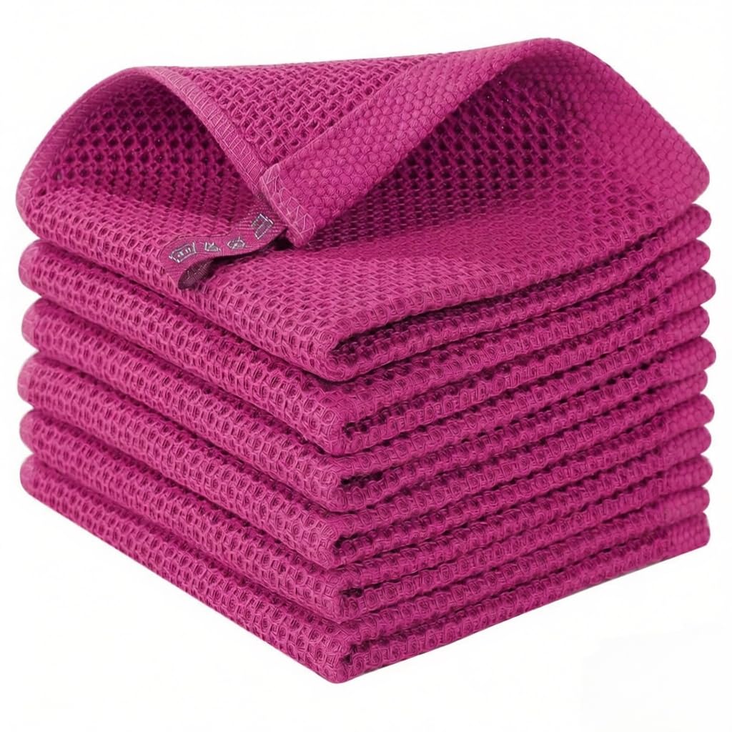 BW&HM Baumwolltücher Spültücher Baumwolle spültuch Baumwolle waschbar für Haushalt Küche Geschirr 6er Set 33x33 cm Dunkelrosa