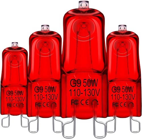 Bombilla de calor para reptiles, bombillas de calor infrarrojo de 50 W para reptiles, luz nocturna roja regulable G9, lámpara de calor UVA anfibios,