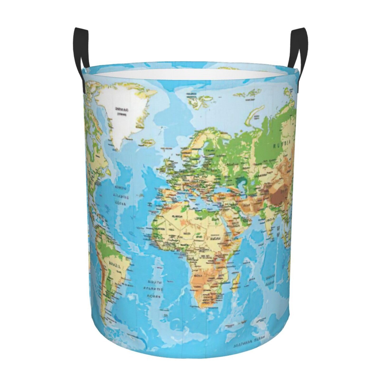 Panier à linge imprimé carte du monde pour organiser les couvertures de chambre