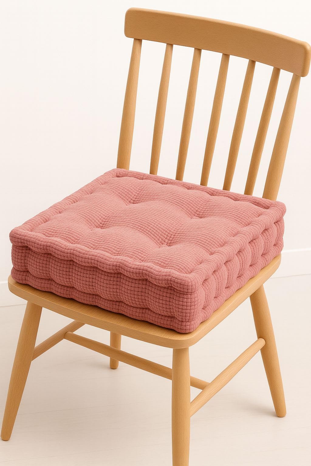 4All Blush (Tufted) Booster Cushion – Firm Seat Riser Cushions For Chair, Thick Armchair & Sofa Booster Cushion, Post Hip Replacement Support 10Cm (Blush (Tufted))
