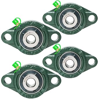 4 Pack UCFL201-8 Pillow Block Bearing, Flange Mount Ball Bearing Unit, 1/2" Bore, 2-Bolt Flange, Self Aligning Cast Iron Housing, Set Screw Locking Style Flange Pillow Block Bearing UCFL201