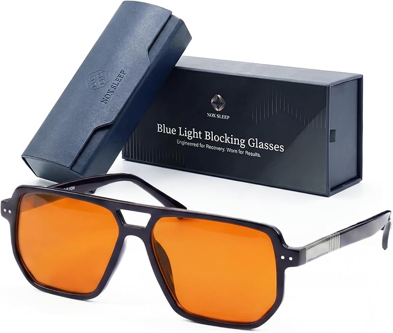 Nox Sleep Blue Light Blocking Glasses for Men – Anti Eye Strain Computer & Gaming Glasses, Block 95% Blue Light, Reduce Headaches & Digital Fatigue | Premium Frames for Late Hours & Screen Use