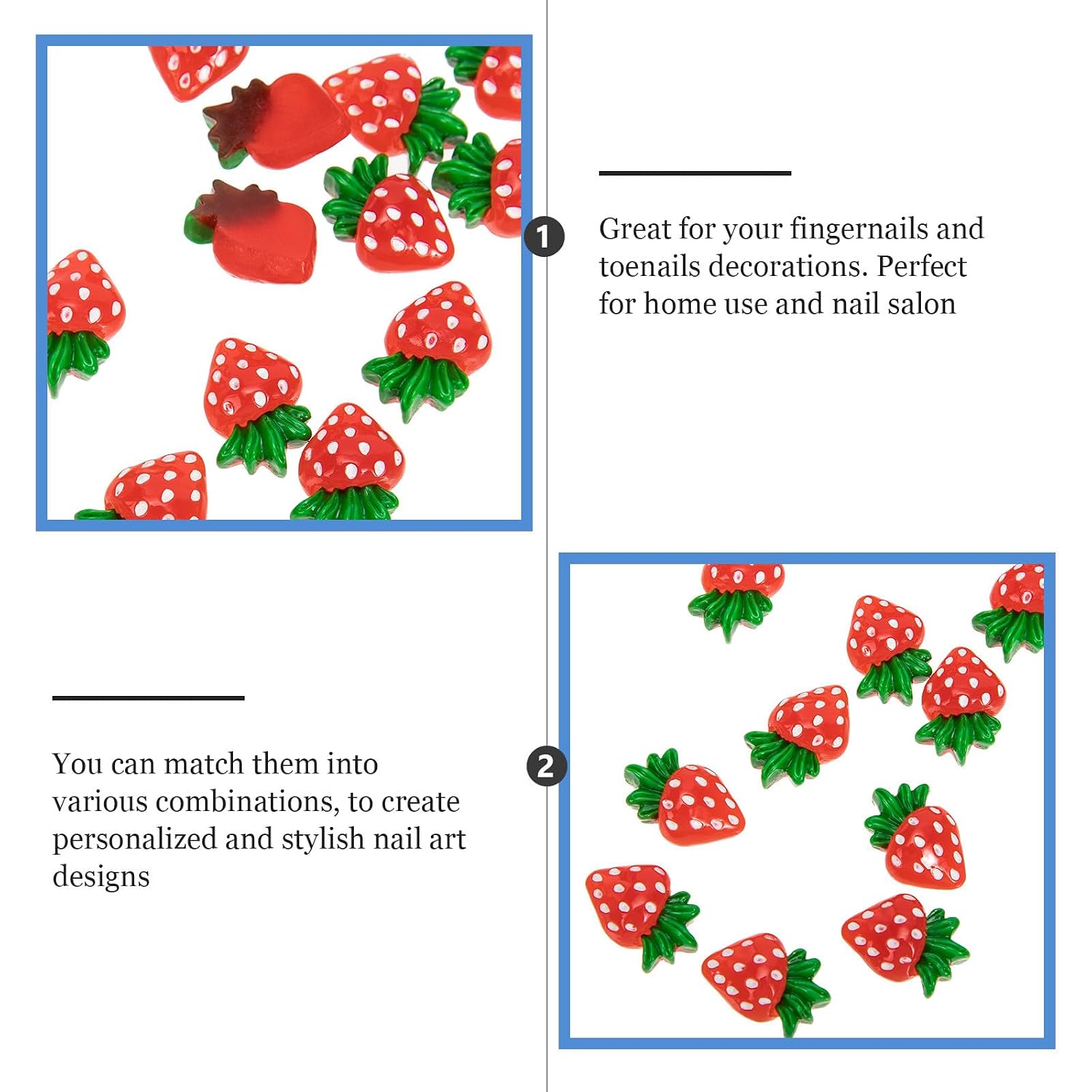 30pcs Resin Strawberry Nail Charms Fruit Design Manicure Decorations for Women DIY Nail Art Accessories