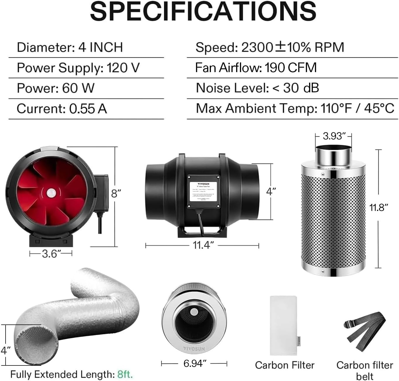 Flexible aluminum ducting for the VIVOSUN ventilation system.