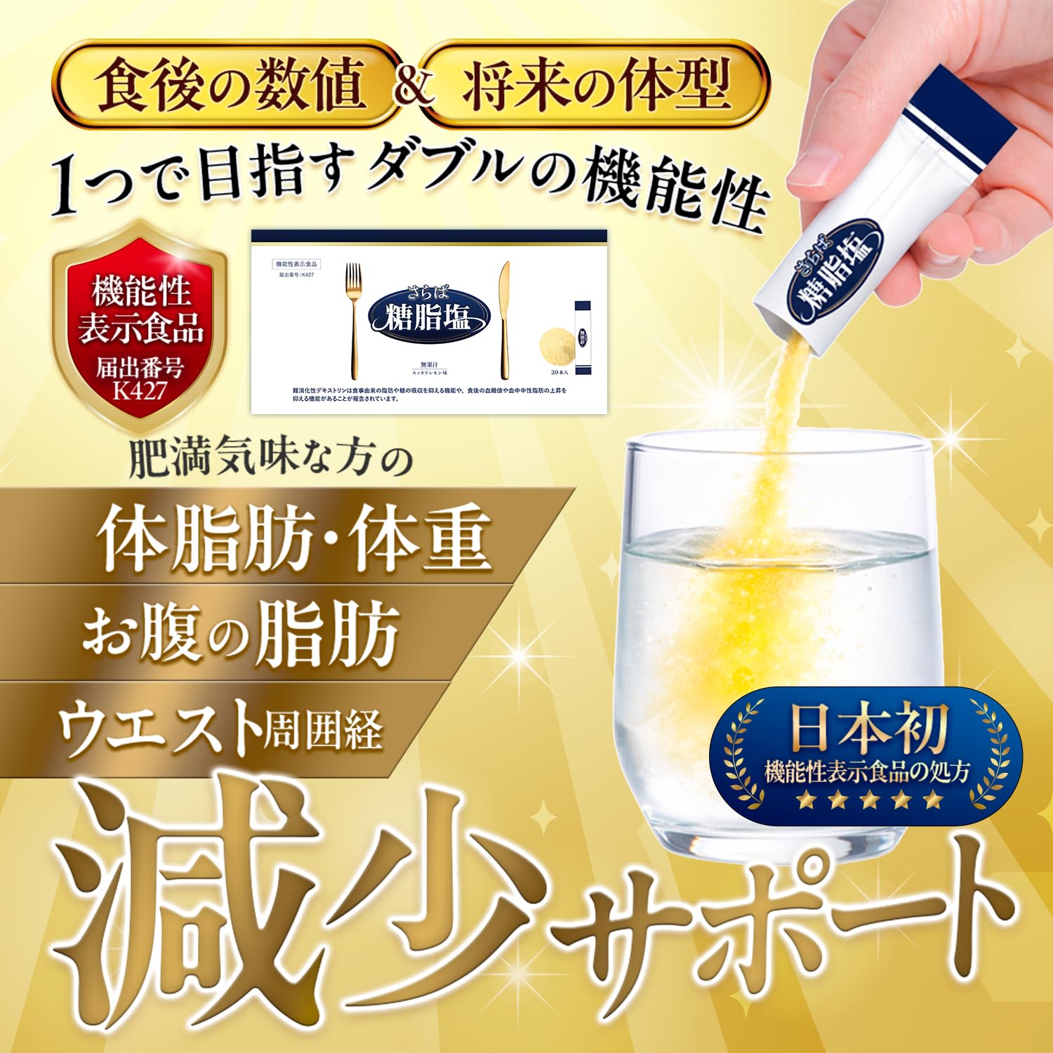 Amazon | 【W機能性表示食品】さらば糖脂塩 糖質カットサプリ 難消化性