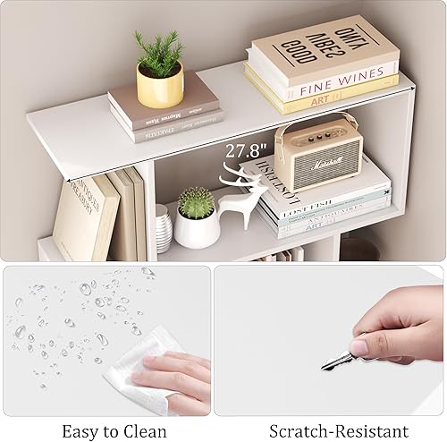 Miniatura 7 de Yusong Estantería de 5 niveles, estantería geométrica en forma de S para dormitorio, estantería decorativa moderna de madera para oficina en casa,