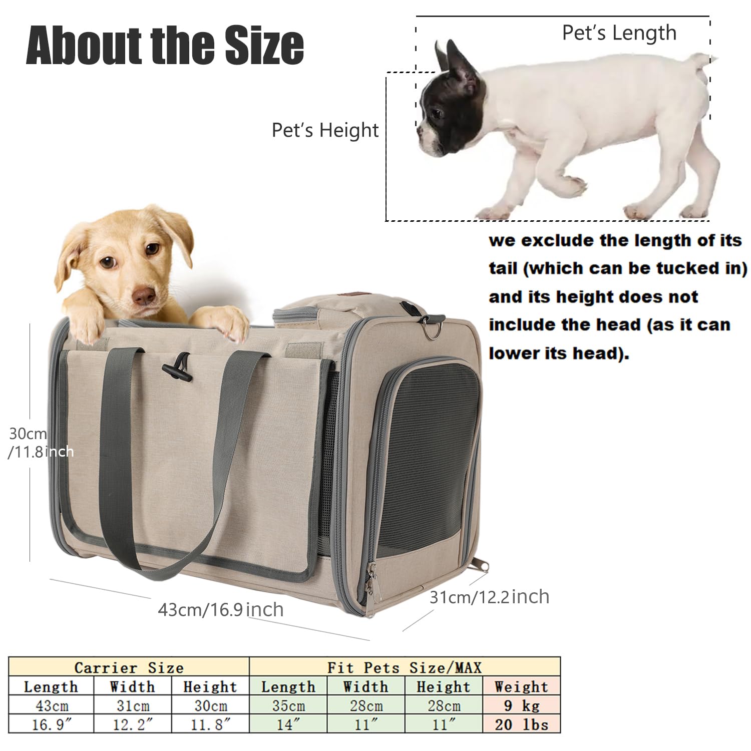 Pet Carrier Large Medium Cat Bag,Soft Sided Pet Carrier for Puppy,Small Dog Carriers Carriers for Pet Sun Curtian Privacy Protection Travel Bag with Large Pocket